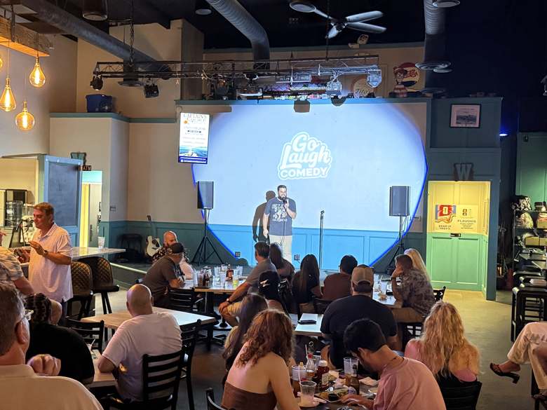 Full room at Ballyhoos during a Go Laugh Comedy show