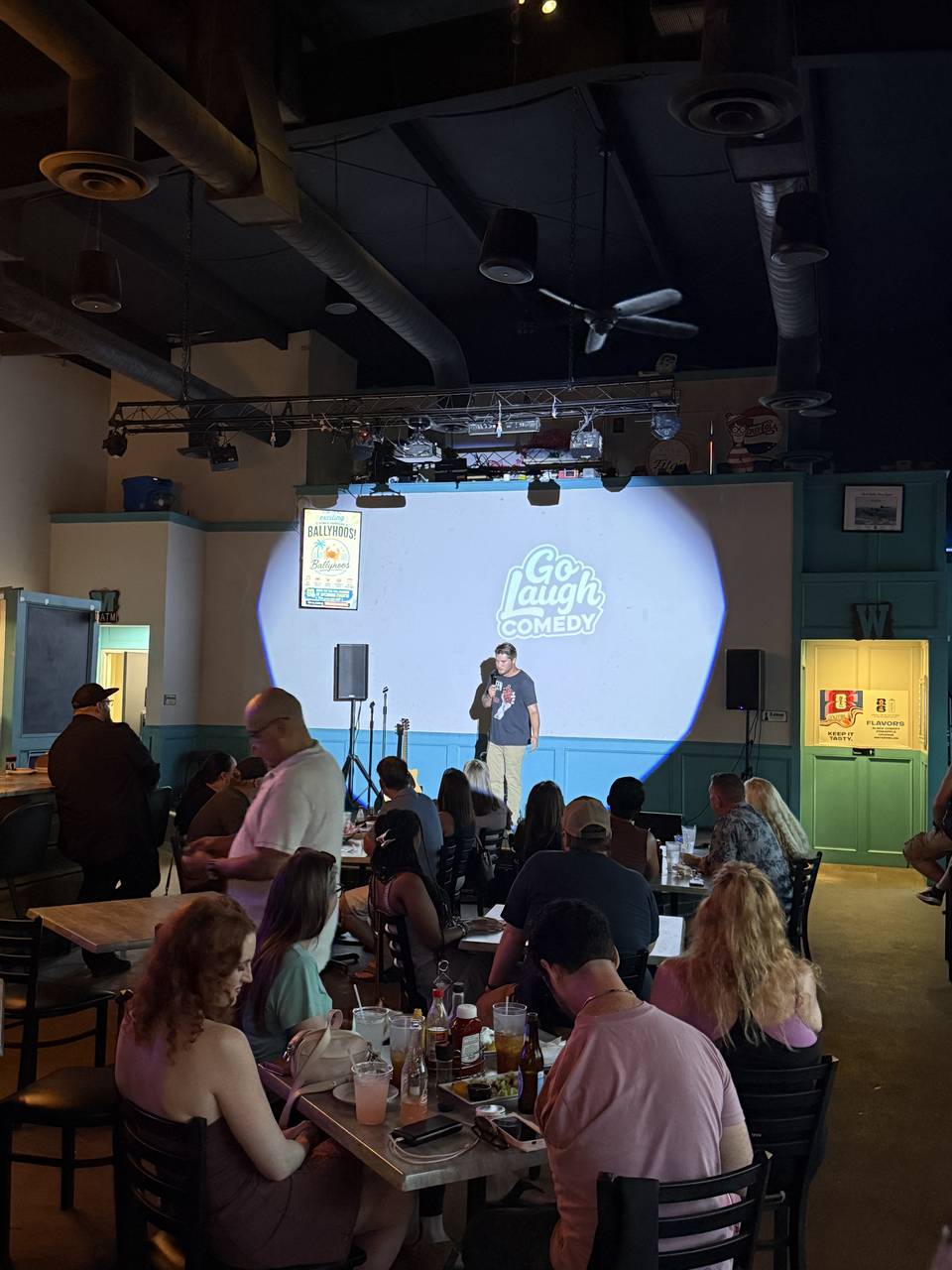Crowd watching a Go Laugh Comedy show at Ballyhoos