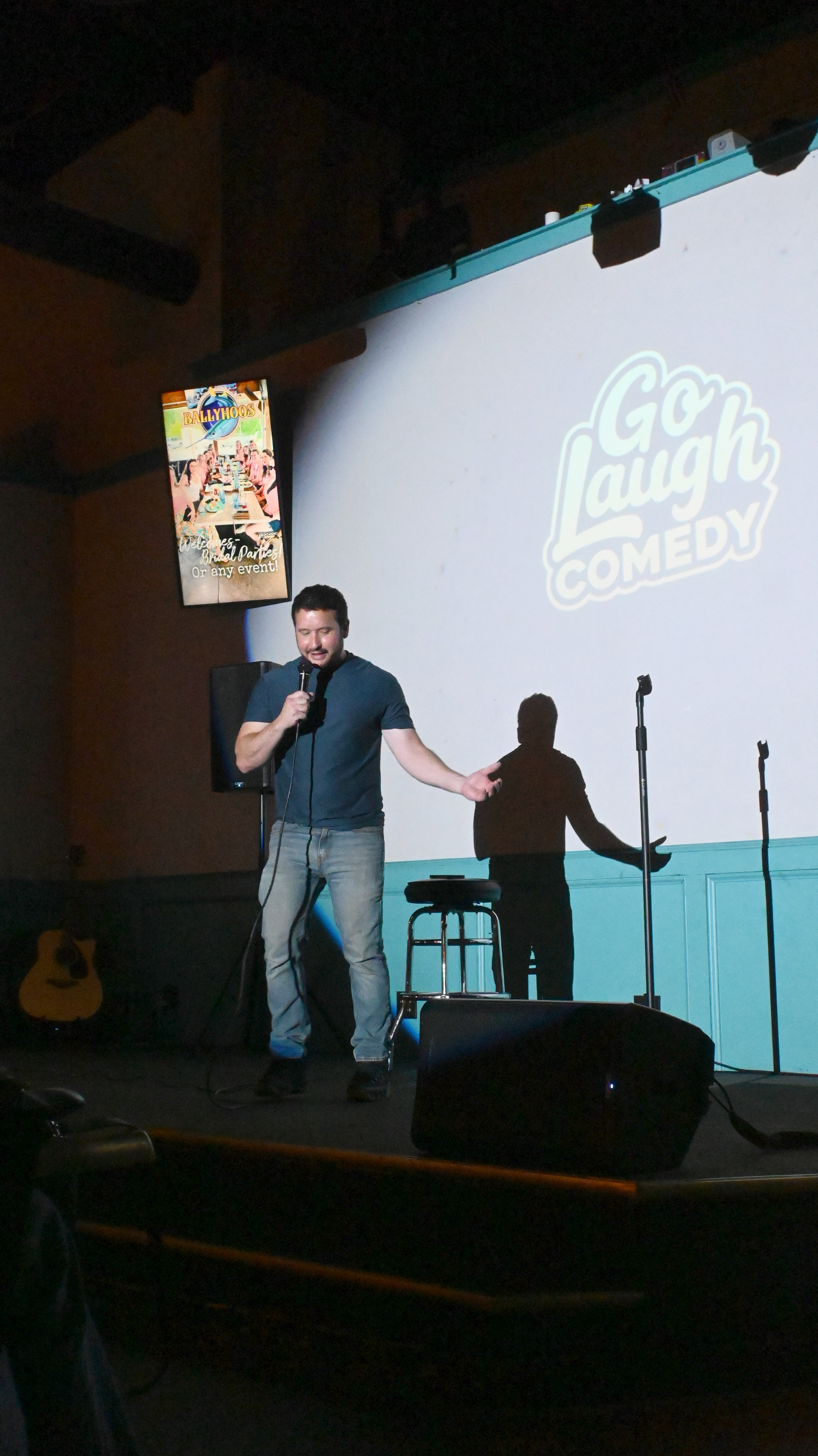 Comedian performing at Ballyhoos